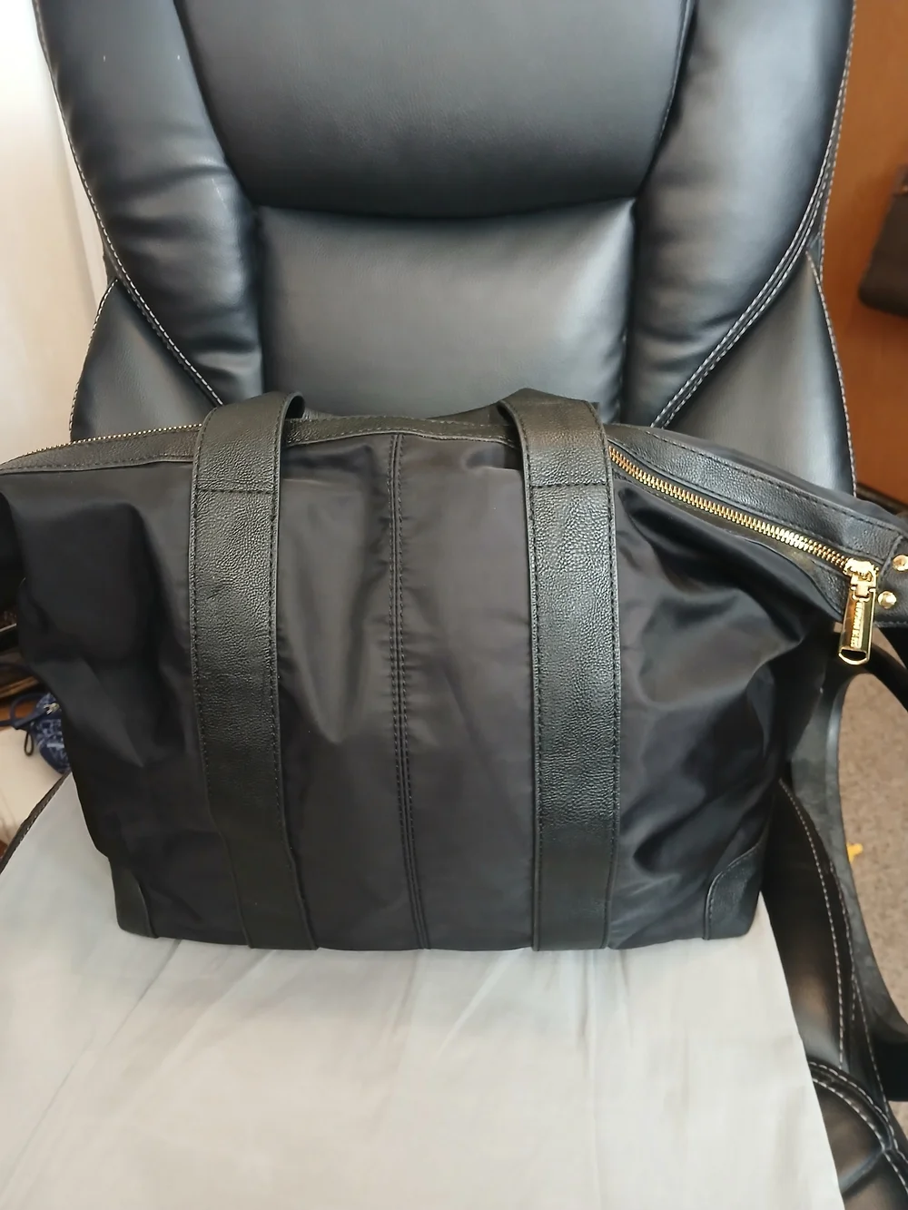 Steve Madden Black Weekend Bag with Gold Stud Detailing